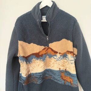 Old Navy Men's Blue and Tan Zip-Up Sweater